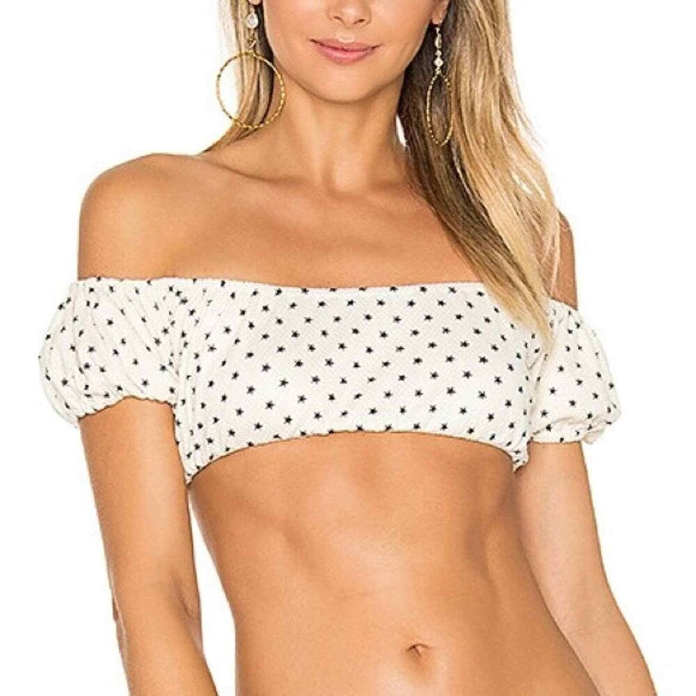Lovers + Friends Just Don't Care Women's Swim Top Star Off Shoulder Size Small